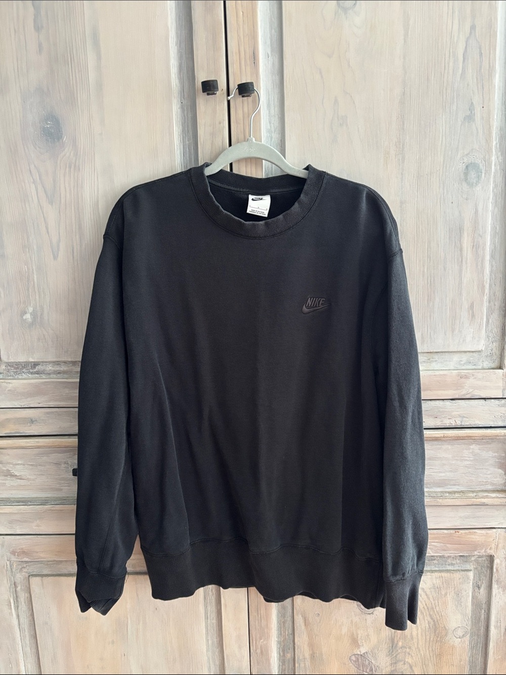 Nike Men’s Black Crewneck Sweatshirt with Embroidered Logo